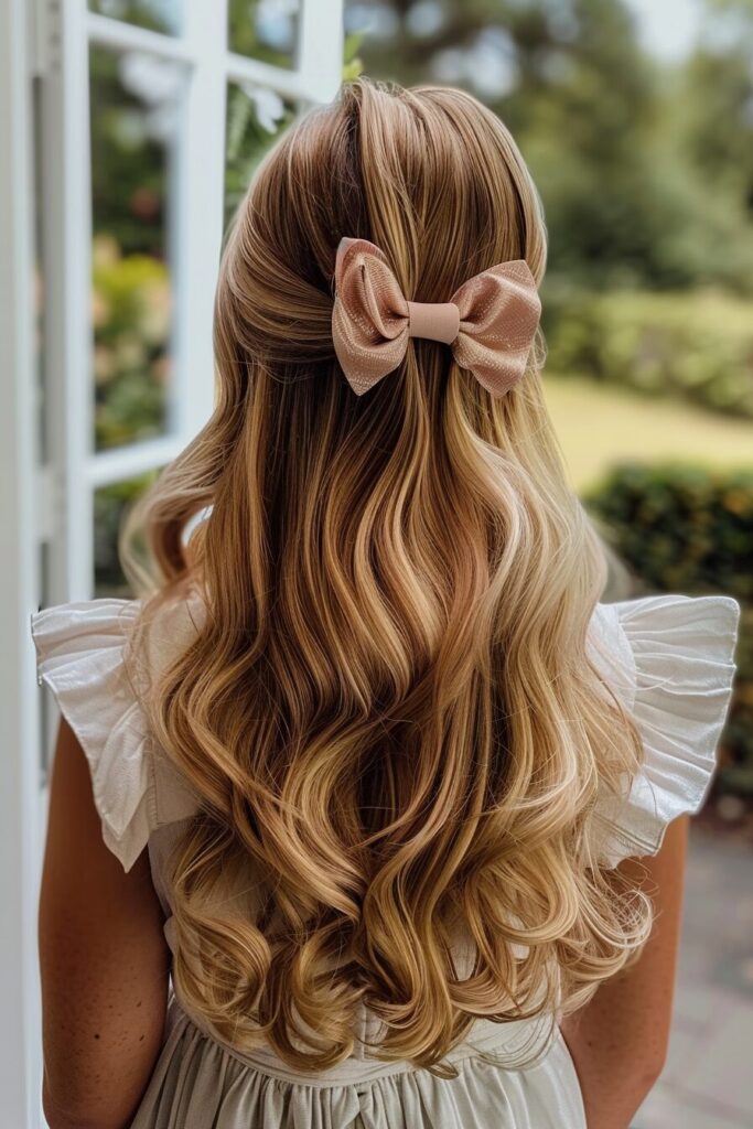 Bow Tied Half Up Waves